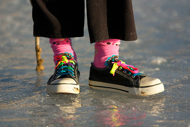 istock Colorful shoes and socks on ice 156467668