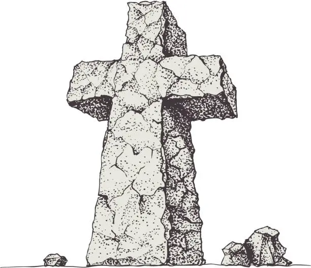 Vector illustration of Stone cross
