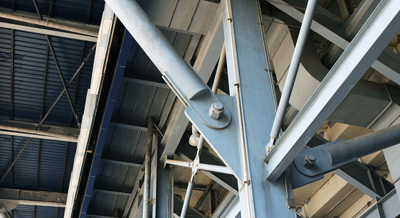 Architecture steel structure hinges connection joint.