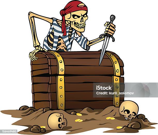 Skeleton On Chest Stock Illustration - Download Image Now - Adventure, Bandana, Cartoon