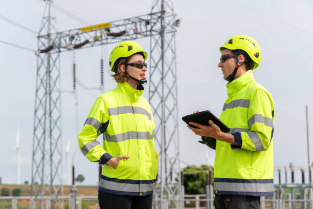 istock Engineer stands with determination, engaged in an animated discussion on alternative energy and environmental conservation. Epitomizes the fusion of technology and nature to drive progress in the green technology industry. 1564697533
