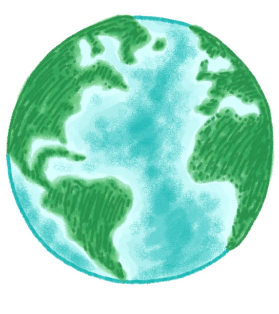 istock Hand drawing colorful planet earth, world map, illustration isolated on white background. Hand drawn pastel, crayon, oil pastel and chalk paint 1564698693
