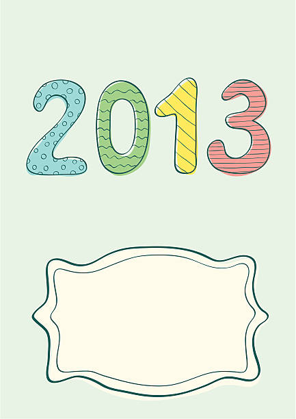 illustrazioni stock, clip art, cartoni animati e icone di tendenza di retrò, illustrazione del nuovo anno 2013 - 2013 2012 green year