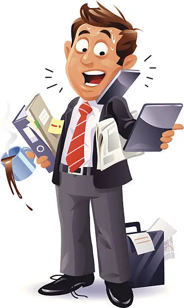 Vector illustration of Busy Businessman