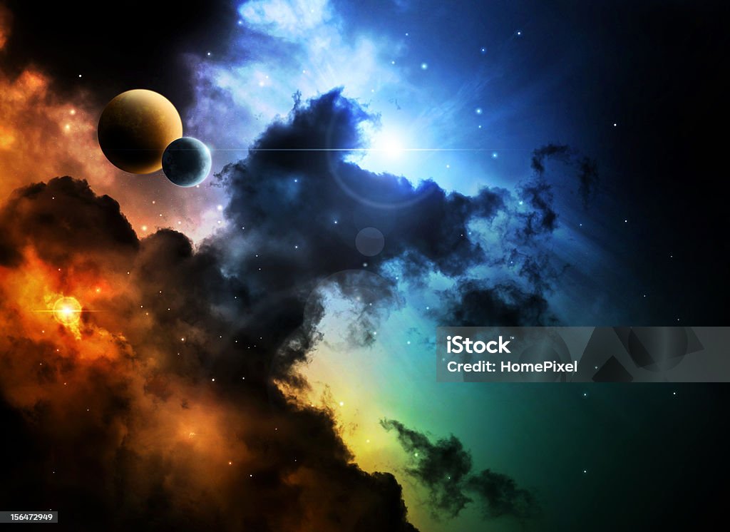 Muito espaço fantasy Nebulosa com planetas - Foto de stock de Espaço royalty-free