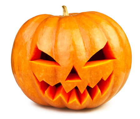 pumpkin halloween Jack O'Lantern on white