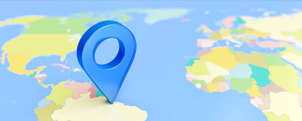istock World Map and blue pin pointer location, Travel navigation GPS concept 1564743653