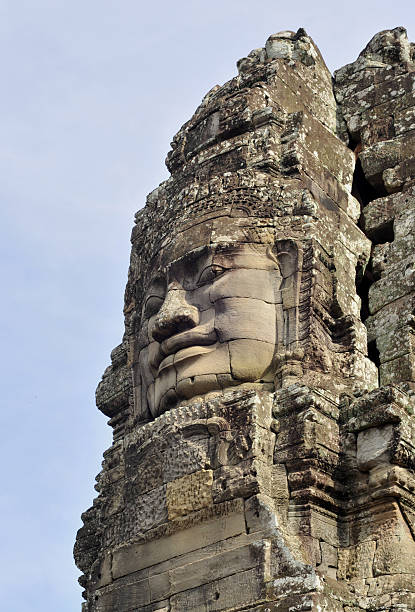 face of the bayon temple stock photo