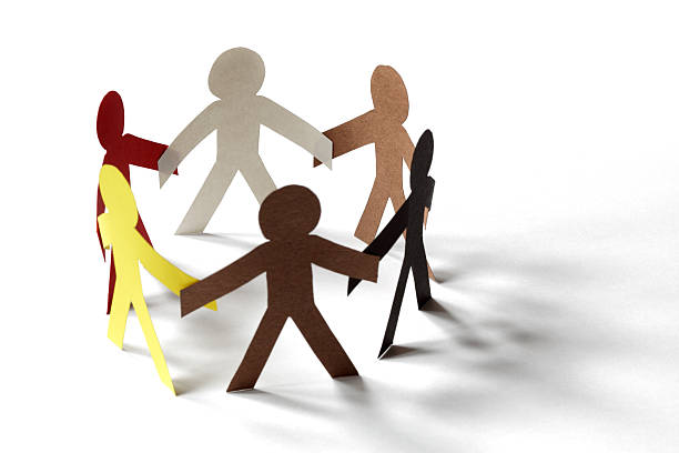 istock Paper people holding hands in a circle 156476043
