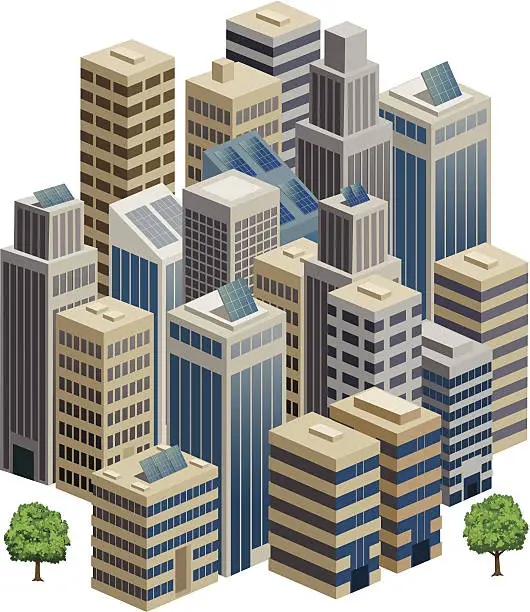 Vector illustration of Cityscape in 3D Isometric view.