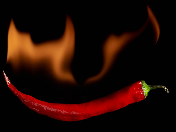 istock Flaming Hot Pepper on a black background 156479826