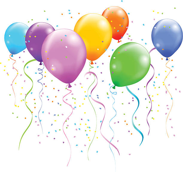 illustrations, cliparts, dessins animés et icônes de ballons colorés - confetti balloon white background isolated