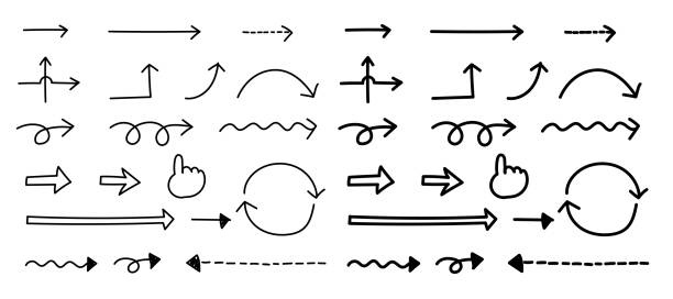 kuvapankkikuvitukset aiheesta käsin piirretty nuolen vaihtelu paksu/ohut sarja (musta viiva) - hoikka