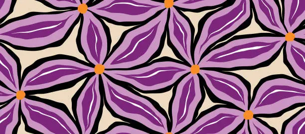 Vector illustration of brush ink tribal ethnic seamless pattern.  Geometric shape  flower pattern texture Vector illustration.