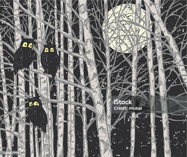 Night In The Forest Stock Illustration - Download Image Now - Ethereal, Forest, Owl