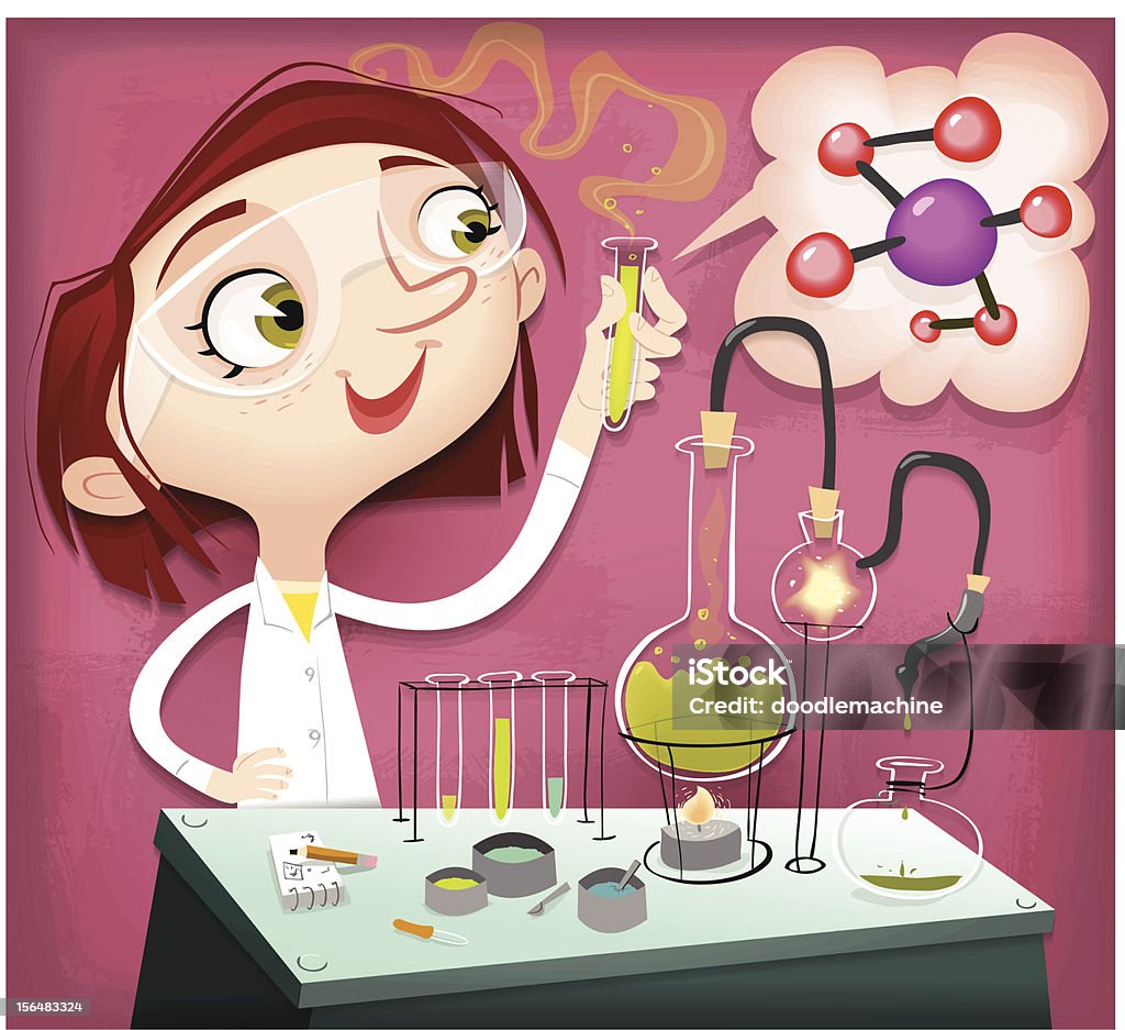 Laura's química deberes - arte vectorial de Niño libre de derechos