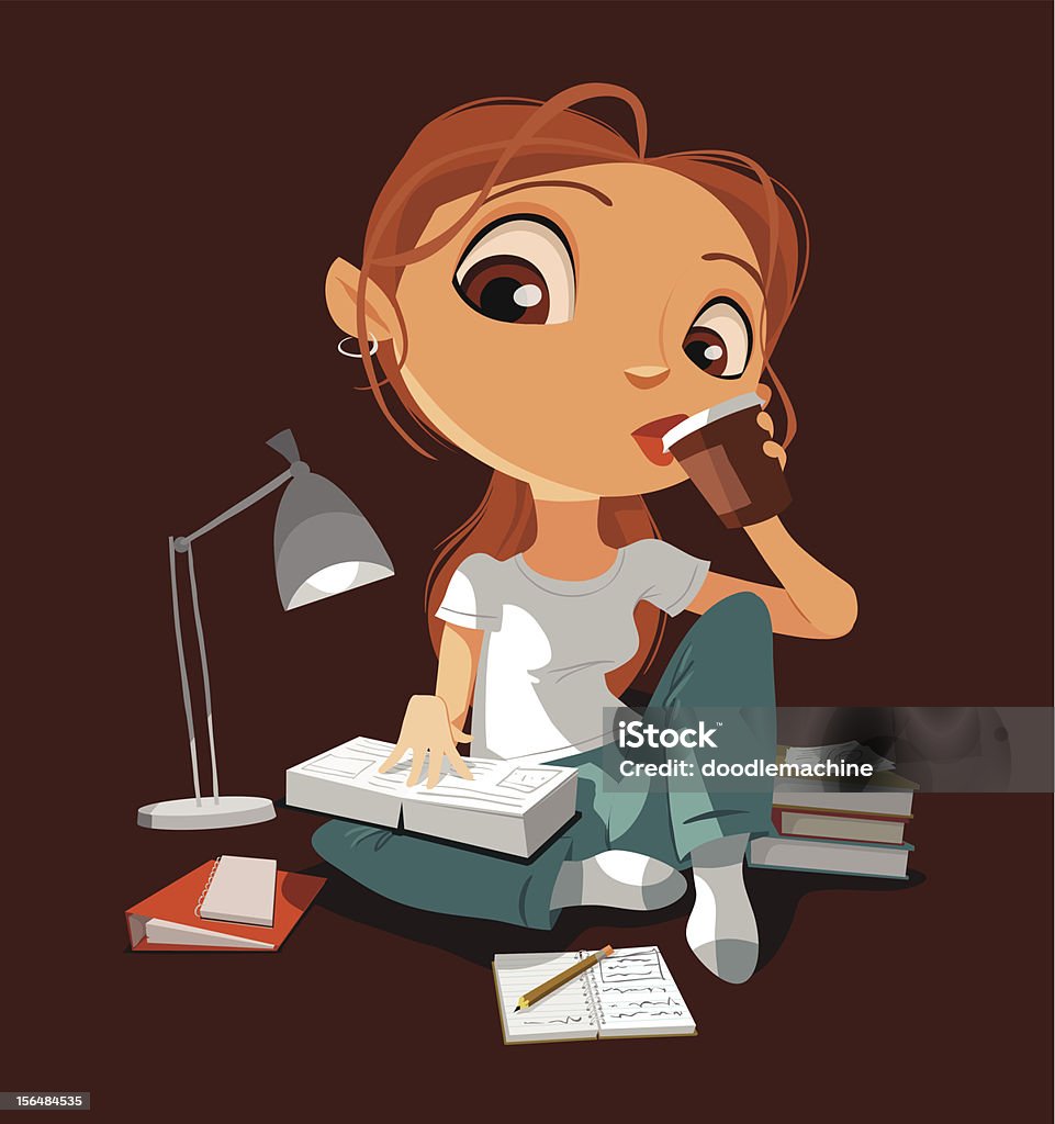 Cramming It's best to slowly learn the course content, absorbing it at a steady pace over several months. But when that doesn't happen, you must cram. Grab a cup of coffee and start shoving that knowledge into your brain. You're going to need it.  Coffee - Drink stock vector