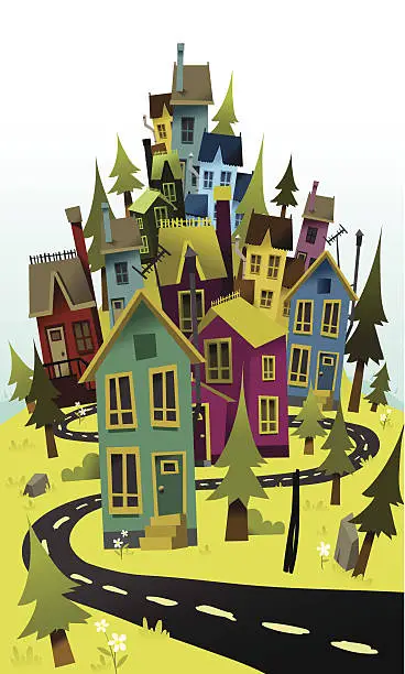 Vector illustration of House Hill