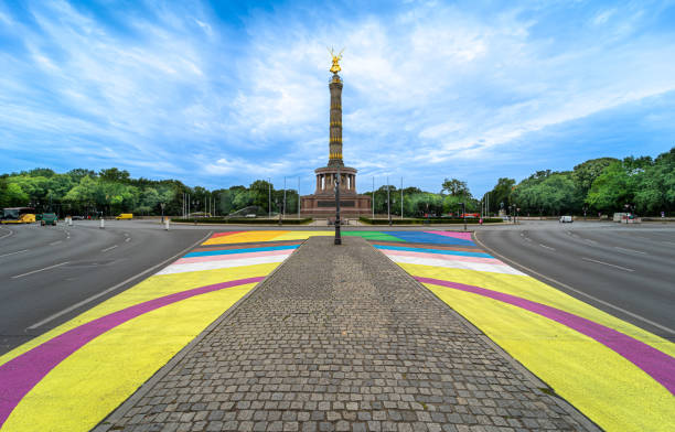 Colorful road against Berlin Victory Column - at CSD 203