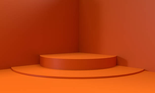 orange color podium circle round step background wallpaper empty blank copy space advertisement marketing product autumn september october happy halloween 31 thirty one scary horror business offer