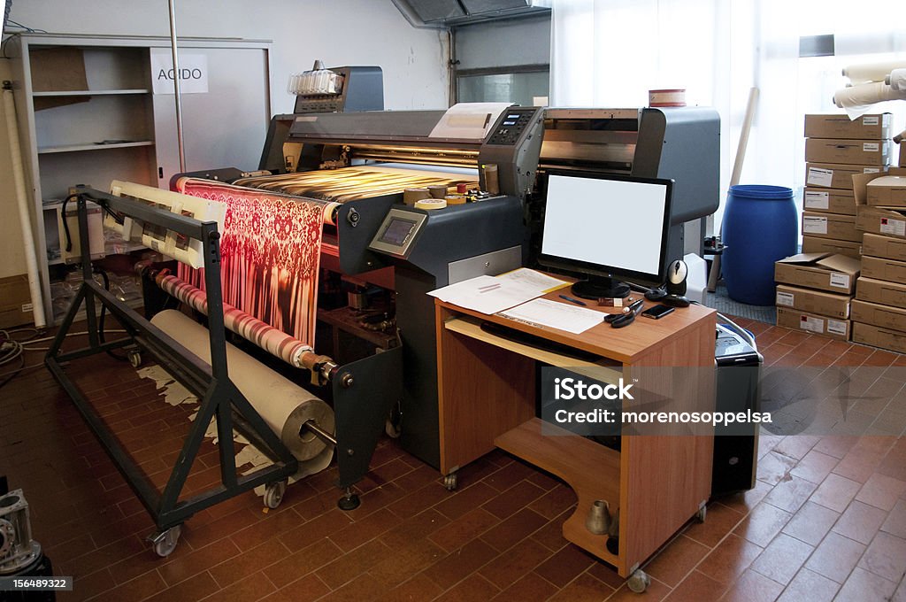 디지탈 섬유 인쇄 - 로열티 프리 인쇄 공장 스톡 사진