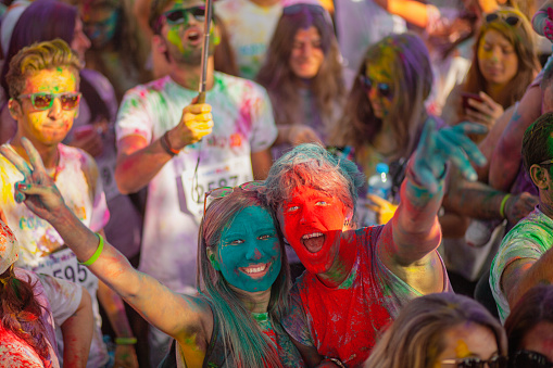 Antalya, Turkey - 18 October 2015: Couple having fun with painted faces at the festival