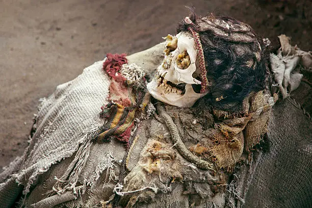 Photo of Ancient Mummy in the Cemetery of Chauchilla