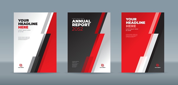Modern abstract random transparent bar black, red, white background. A4 size book cover template for annual report, magazine, booklet, proposal, portfolio, brochure, poster