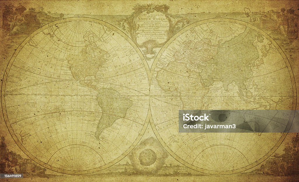 vintage-Karte der Welt 1744 - Lizenzfrei Weltkarte Stock-Foto