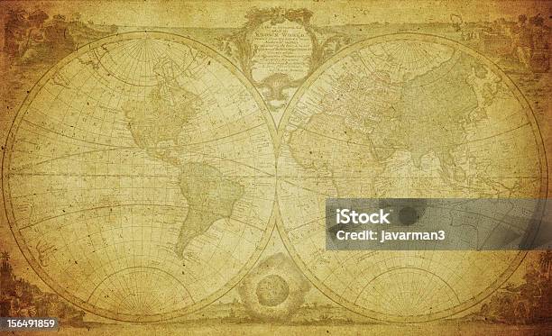 Mapa Del Vintage Del Mundo 1744 Foto de stock y más banco de imágenes de Mapa mundial - Mapa mundial, Antiguo, Viejo