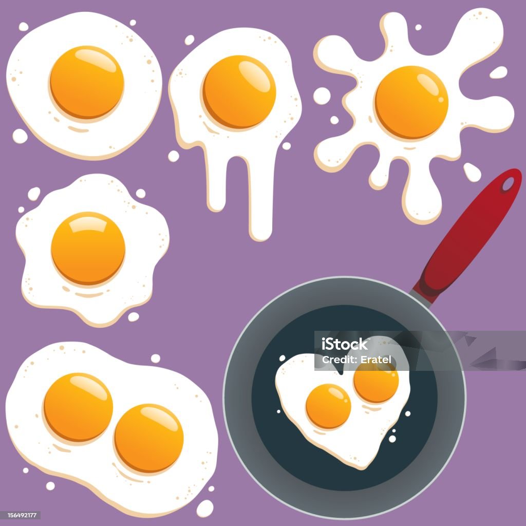 Huevos fritos - arte vectorial de Huevo - Comida básica libre de derechos