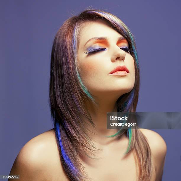 Lady With Bright Makeup Stock Photo - Download Image Now - 20-24 Years, 20-29 Years, Adult