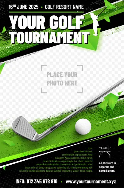 Vector illustration of Golf poster template with place for your photo