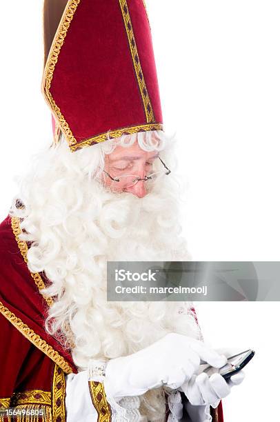 Sinterklaas Mit Einem Handy Stockfoto und mehr Bilder von Handy - Handy, Sinterklaas, Am Telefon