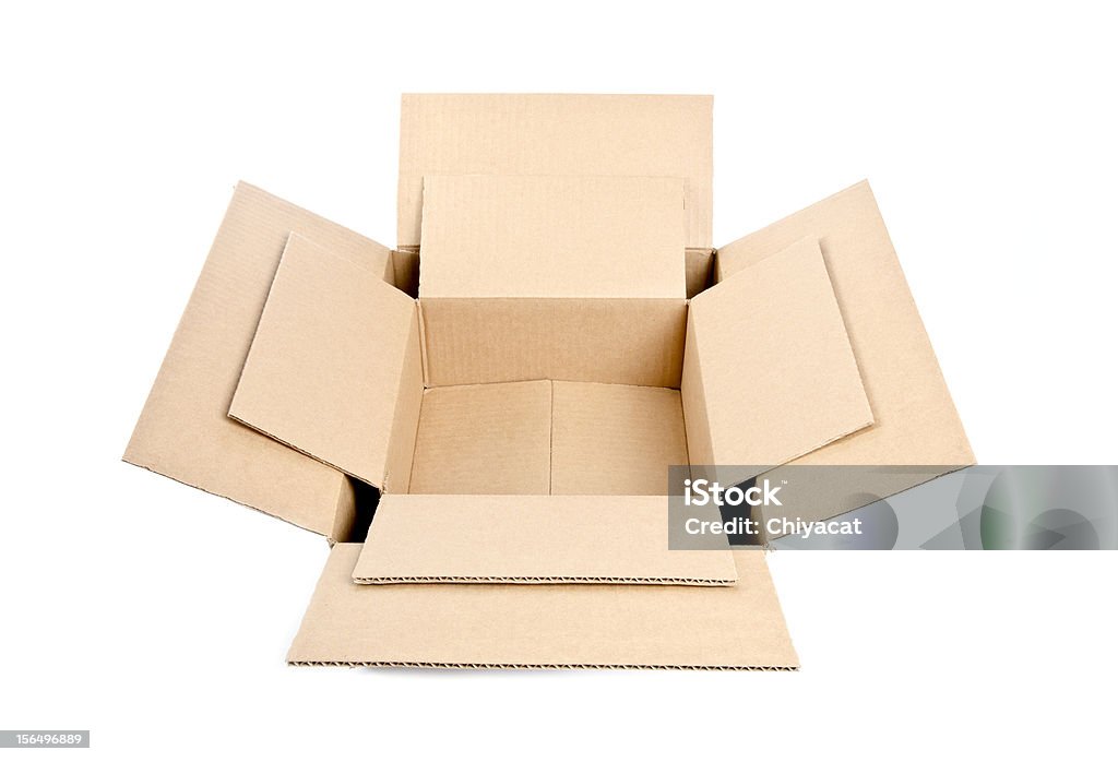 Due scatole di cartone ondulato - Foto stock royalty-free di Aperto