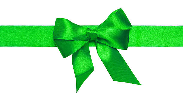 istock Green ribbon bow with tails 156501851