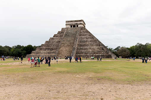 Chichen Itza, Mexico - December 26, 2022: view of temple in archeological site