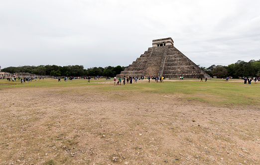 Chichen Itza, Mexico - December 26, 2022: view of temple in archeological site