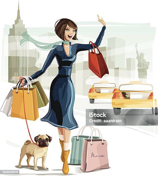 Shopping In New York Stock Illustration - Download Image Now - Women, Retail, Fashion