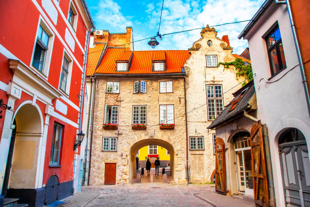 Vista scenica della vecchia città di Riga, Lettonia - foto stock
