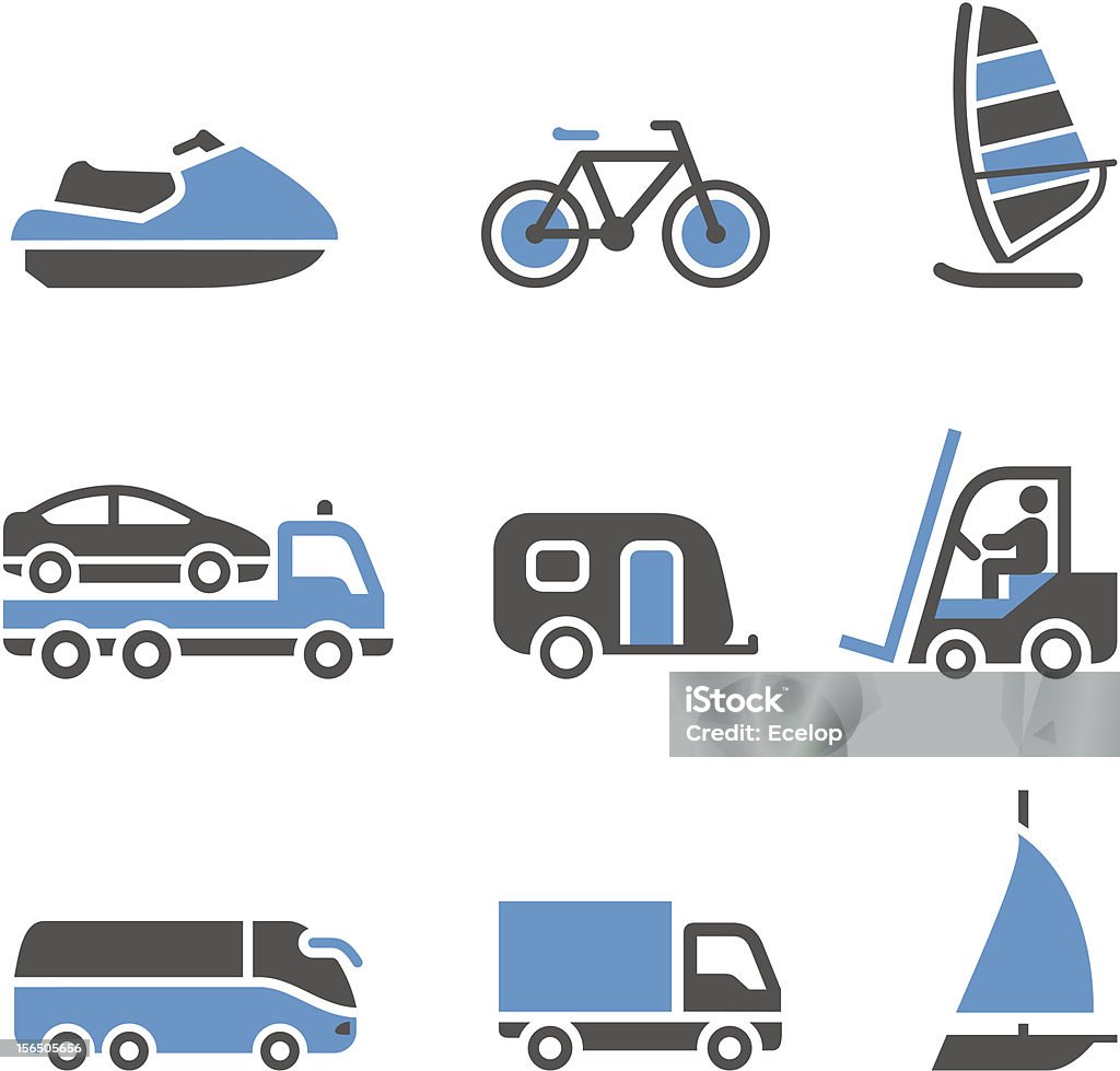 Transporte Icons-um conjunto de terceira - Royalty-free Camião Rebocador arte vetorial