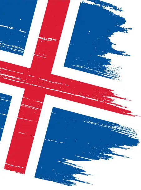 Vector illustration of Iceland flag with brush paint textured isolated  on png or transparent background