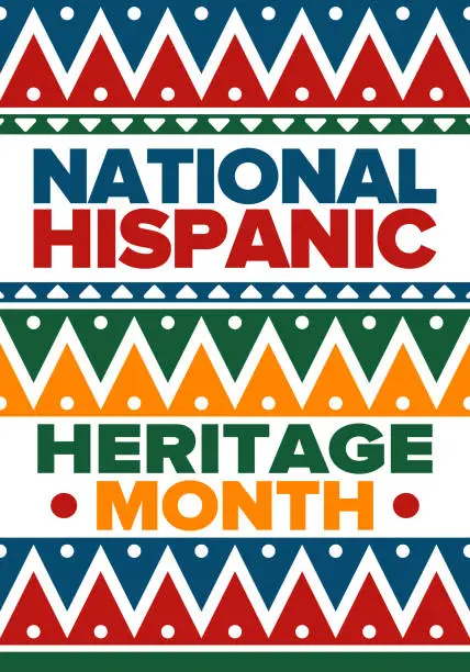 Vector illustration of National Hispanic Heritage Month in September and October. Hispanic and Latino Americans culture. Celebrate annual in United States. Poster, card, banner and background. Vector illustration