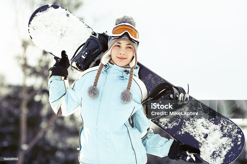 Jovem mulher com Prancha de Neve - Royalty-free Adolescente Foto de stock