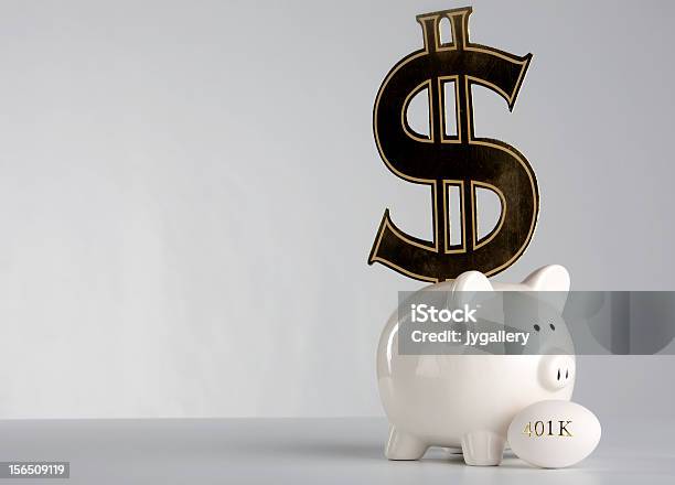 Piggy Bank With 401k Nest Egg Stock Photo - Download Image Now - 401k - Single Word, Bank Account, Banking