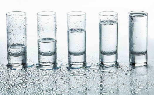 Abstract glasses for drink in water drops