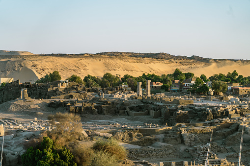 Valley of the Kings, Luxor, Egypt - July 22, 2022: The tomb of Ramses V and Ramses VI is also known as KV9. Tomb KV9 was originally constructed by Pharaoh Ramesses V. He was interred here, but his uncle, Ramesses VI, later reused the tomb as his own.\n\nThe tomb has some of the most diverse decoration in the Valley of the Kings. Its layout consists of a long corridor, divided by pilasters into several sections, leading to a pillared hall, from which a second long corridor descends to the burial chamber.