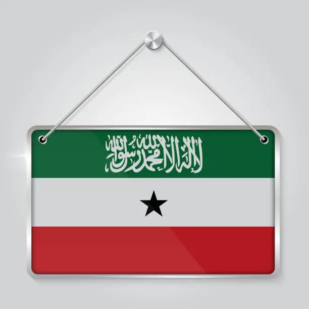 Vector illustration of Somaliland flag pennant hanging on the rope, rectangle hanging