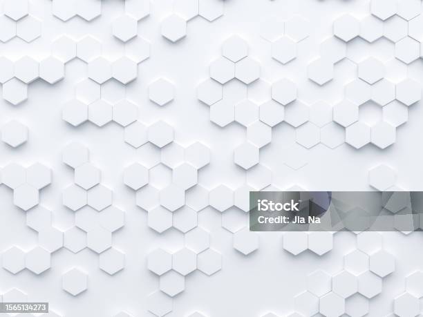 White Threedimensional Illuminated Hexagonal Background Stock Photo - Download Image Now