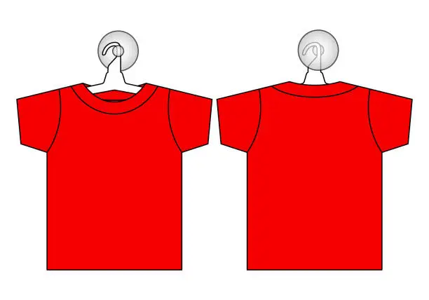 Vector illustration of Red soccer jersey with hanger and sucker for car window on white background